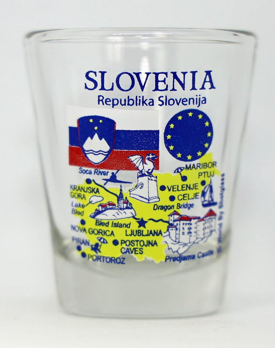 Souvenir Shot Glass met Bezienswaardigheden uit Slovenië