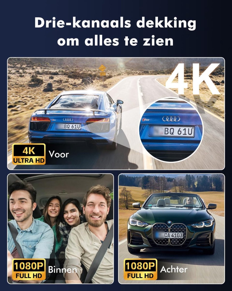 DYNA® Dashcam Voor en Achter - Dashcam - Dashcam Voor Auto - Zwart - 6cm x 12cm x 7cm – foto 6