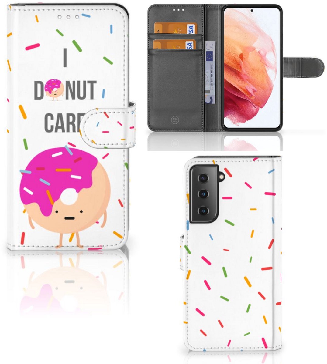 Samsung Galaxy S21 Book Cover Donut Roze