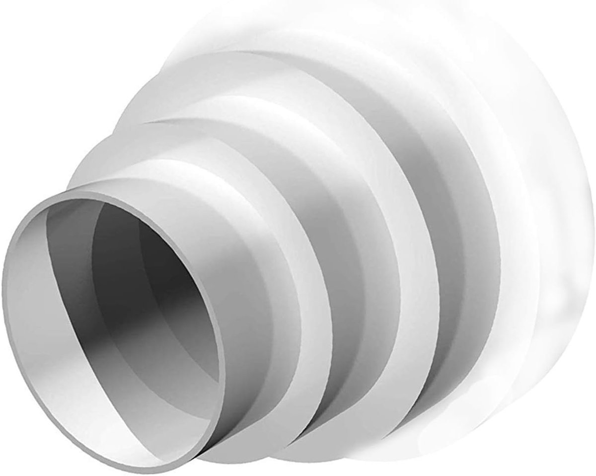 Kanaal Verloopstuk - Adapter Connector - Ventilatie Aanleggen - In Stappen Verstelbaar - 180mm tot 160mm - Wit