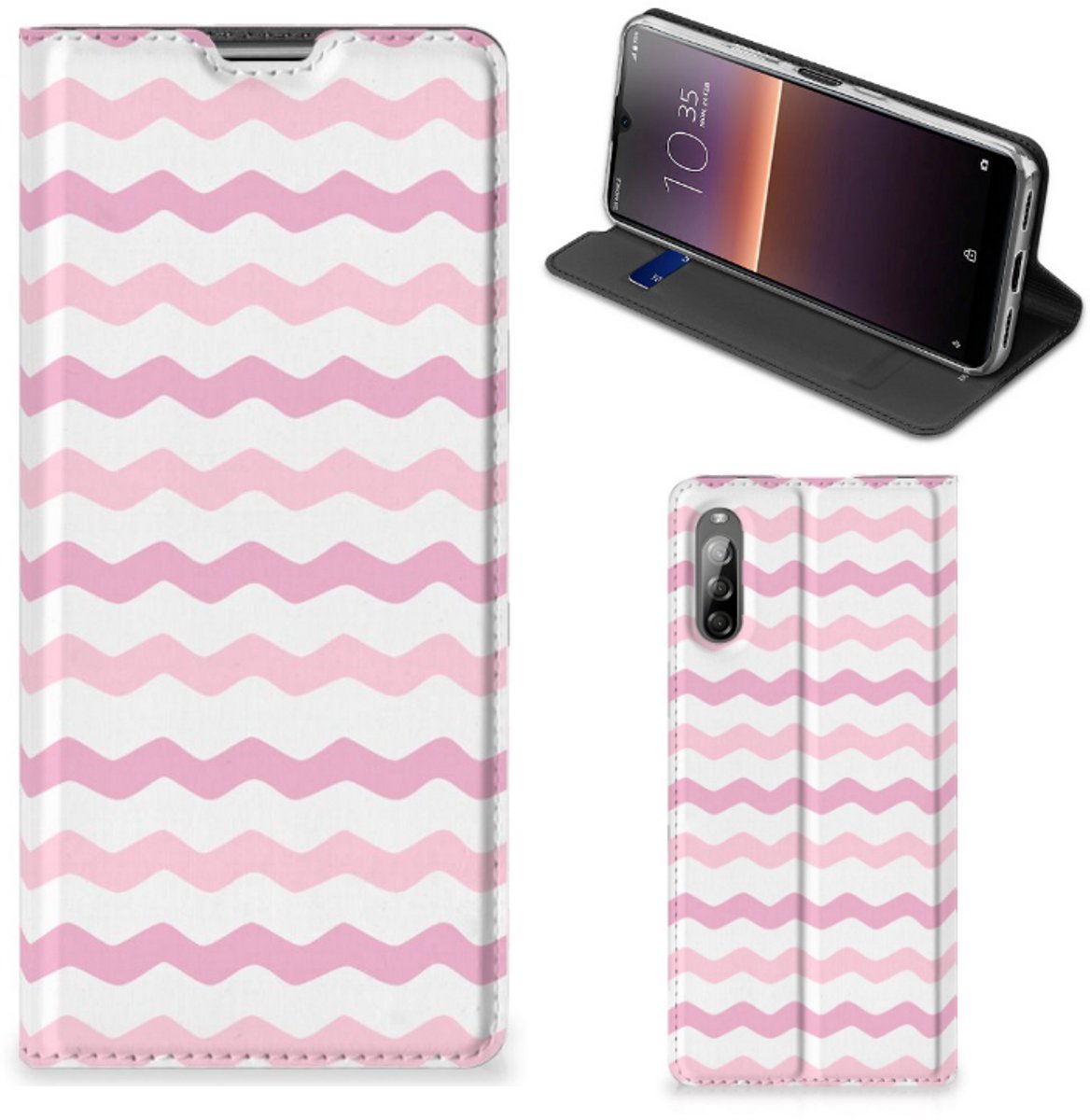Sony Xperia L4 Hoesje met Magneet Waves Roze