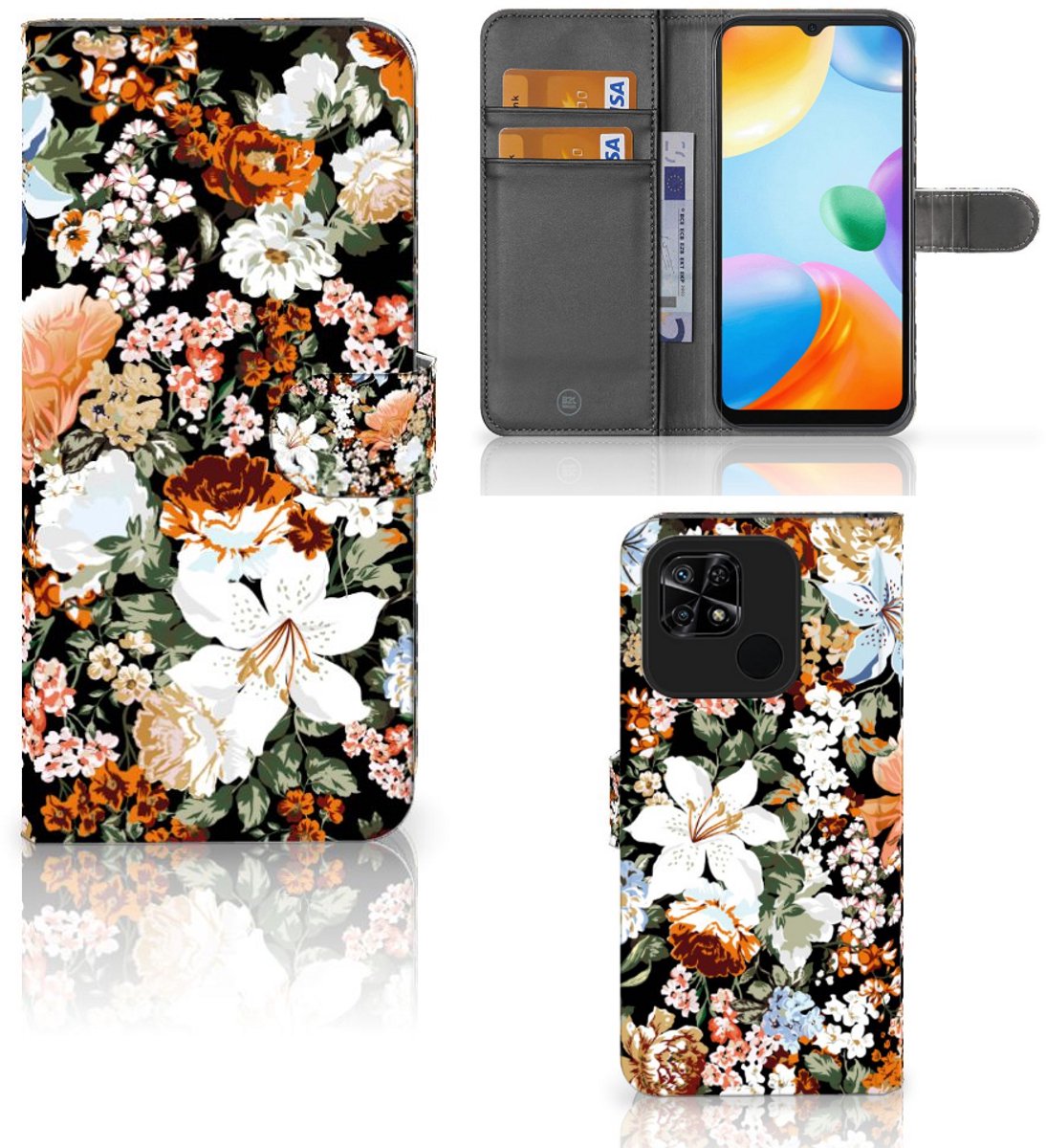 Hoesje voor Xiaomi Redmi 10C Dark Flowers