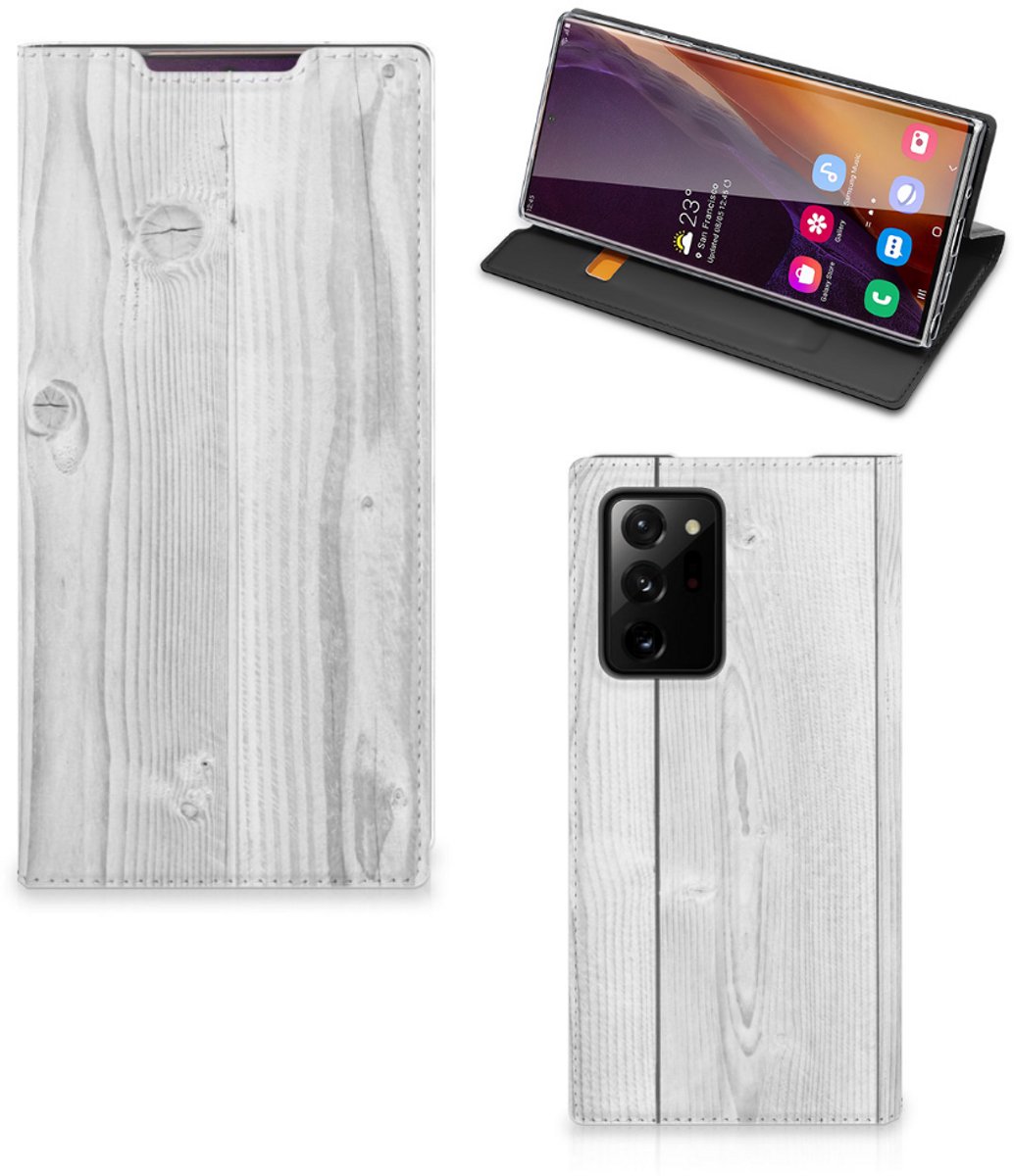 Samsung Galaxy Note 20 Ultra Book Wallet Case White Wood