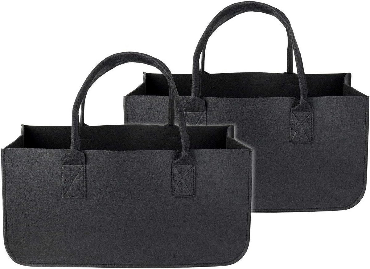 Vilten tas in donkergrijs - 50x25x25 cm - Set van 1 of 2 stuks