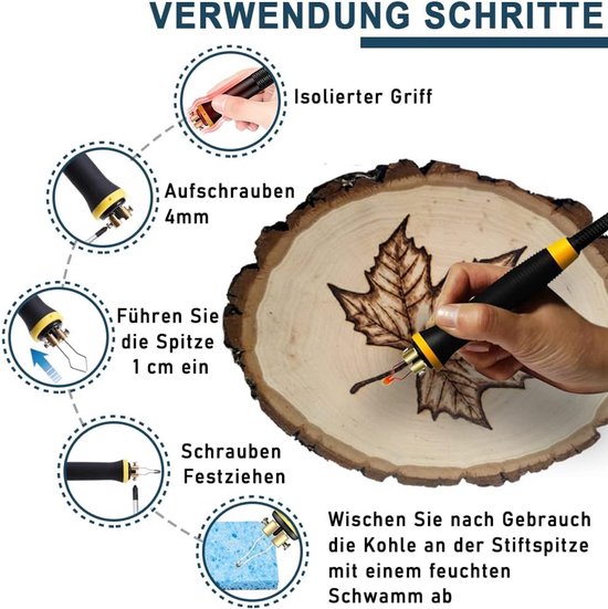 Houtbrander Set - Pyrografie Machine - Soldeerbout - Hobby & Professionals - Creatief van Merkloos	 — afbeelding 2