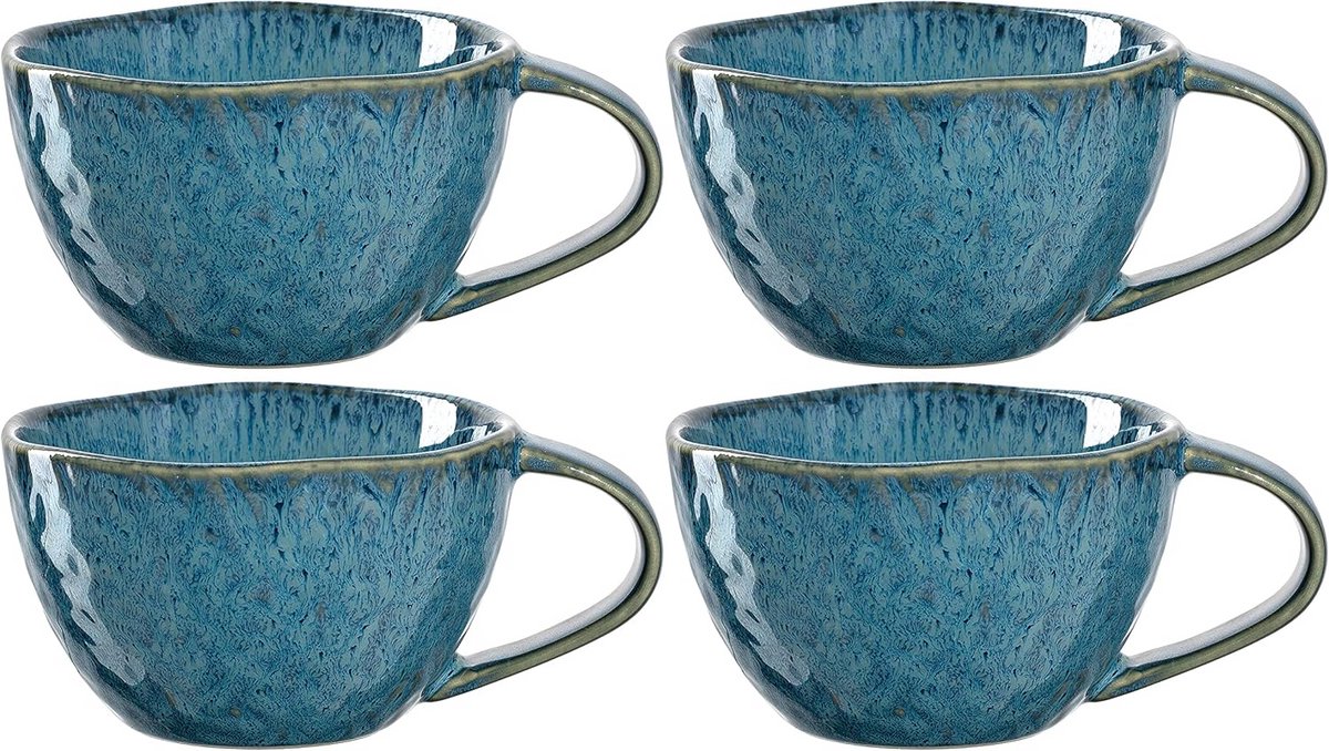 Set van 4 keramische mokken 290 ml in blauw