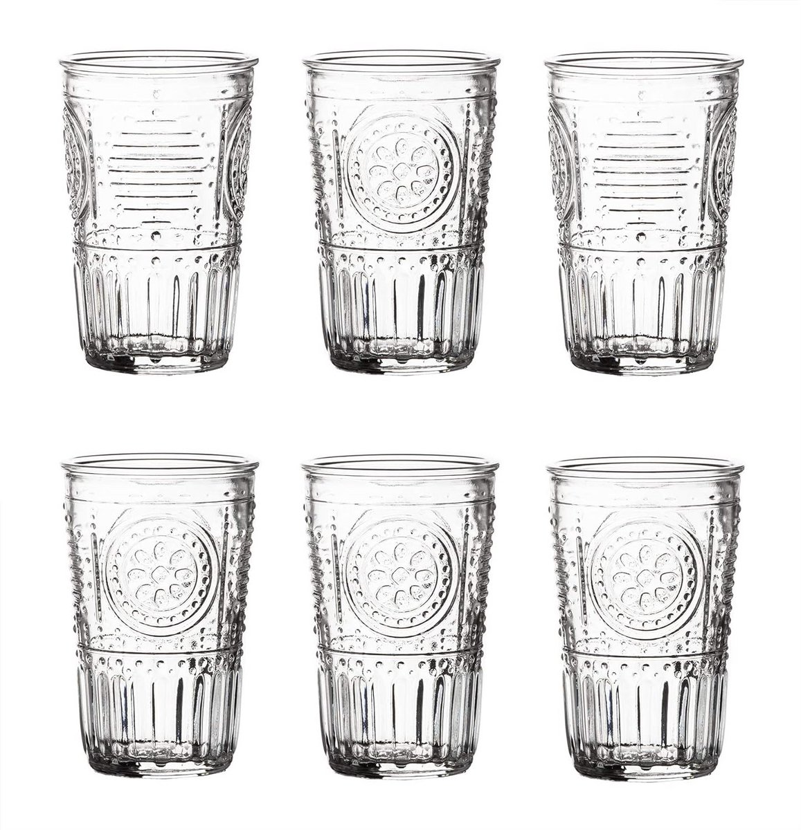 Romantische glazen set van 6 - 30,5 cl - Ideaal voor tuinfeesten en vintage decoratie