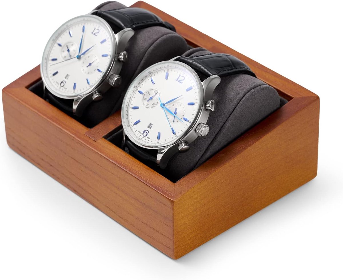 Horlogedoos voor 2 horloges van hout met horlogekussen