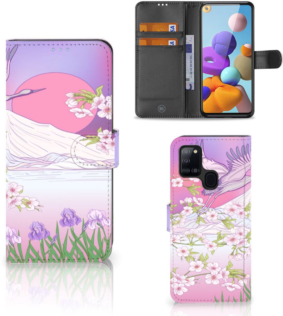 Samsung Galaxy A21s Telefoonhoesje met Pasjes Bird Flying