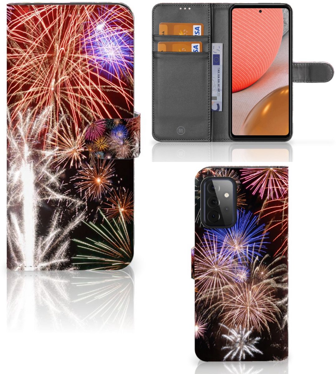 Samsung Galaxy A72 Wallet Case met Pasjes Vuurwerk
