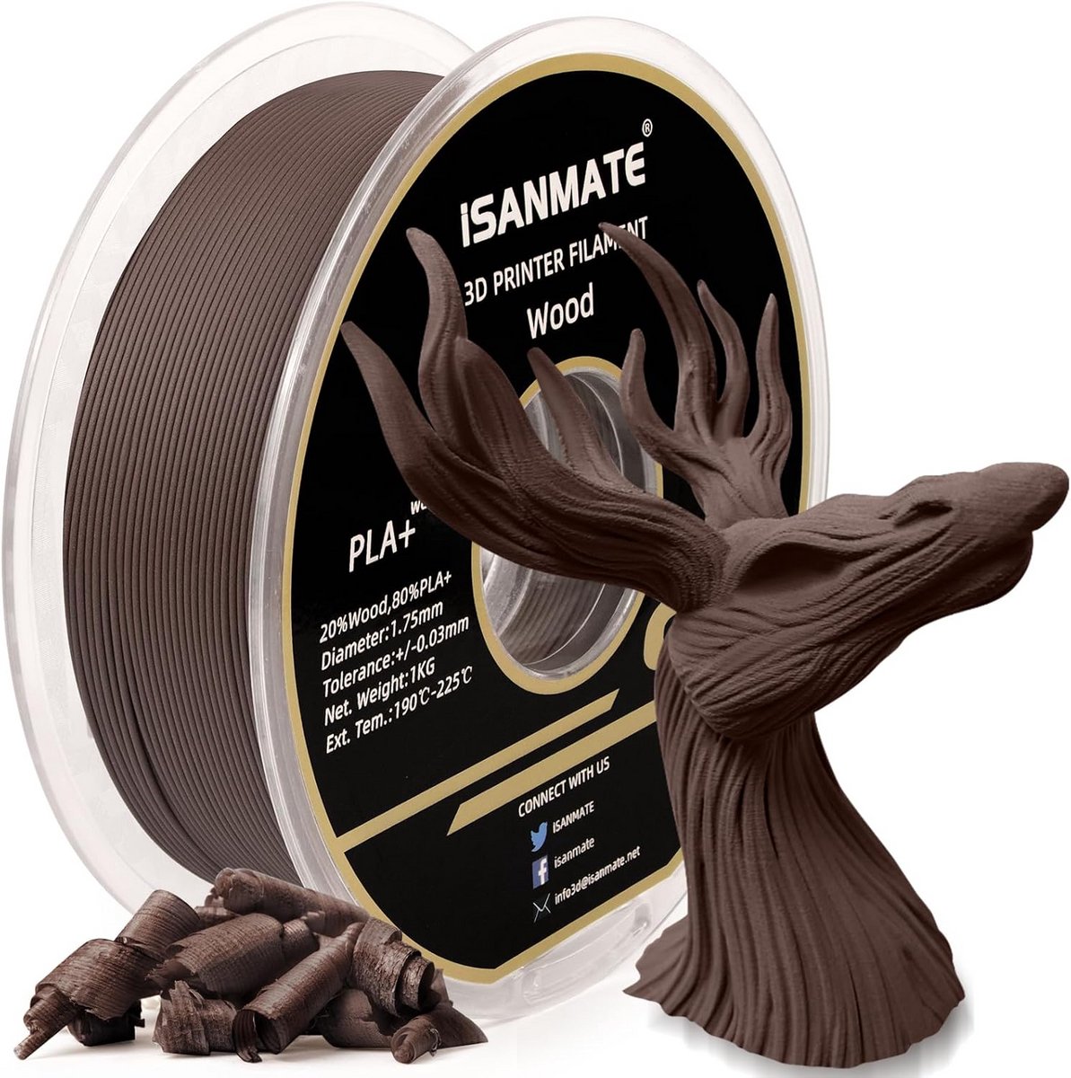 Sandal Hout PLA+ Filament 1.75mm 3D Printer Filament 1KG Spoel – Duurzaam en Hoogwaardige 3D-printmaterialen
