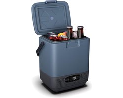 Klarstein Mobile mini fridge with large compartment, LCD panel, strong compressor and anti-shock technology, ideal as a cool box for camping, office or on the go, blue