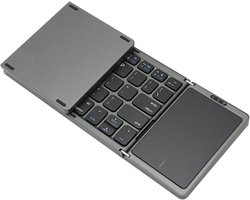 Foldable Bluetooth Keyboard, 3 Folded Wireless Keyboard with Touchpad Magnetic Closure Foldable Keyboard for IOS for Android for Windows, Grey