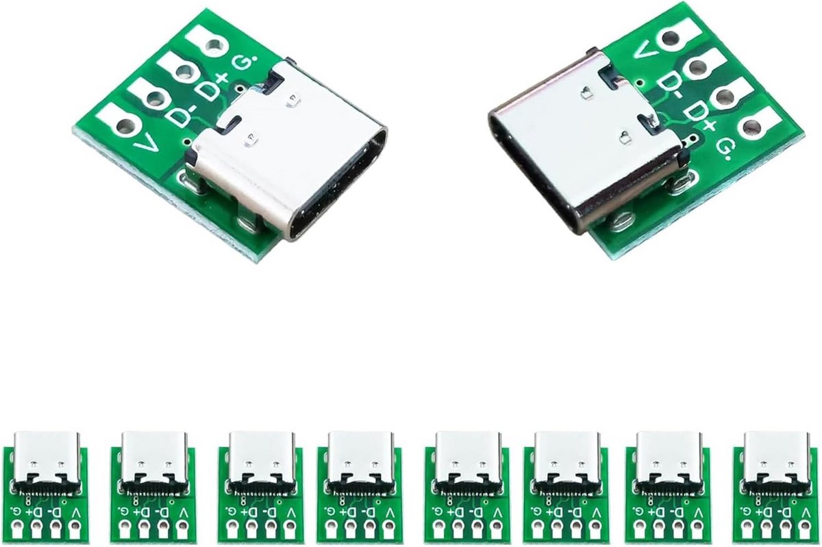 10 Stuks USB 3.1 Type C Breakoutboard - DIY 4-pins PCB Converter Board