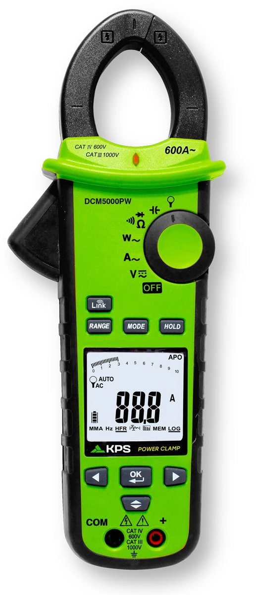TRMS Wattmeter Tang voor Vermogen met Bluetooth - 600 kW, AC/DC