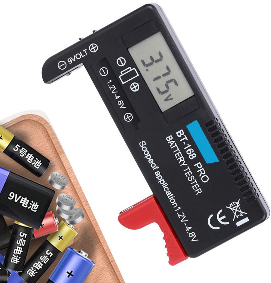 Digitale Batterijtester voor AA, AAA, 9V en Knoopcellbatterijen - LCD Capaciteit Checker