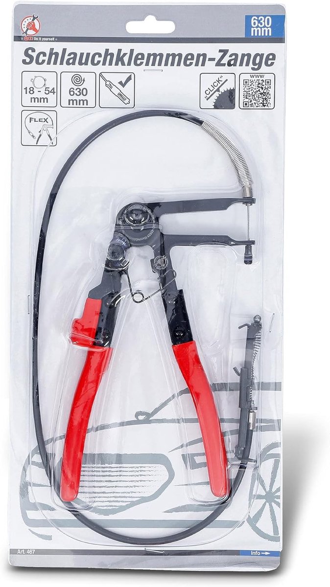 Slangklemtang met Bowden-kabel 630 mm - Voor Flexibele Bandklemmen