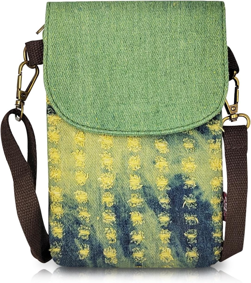 Canvas Schoudertas voor Dames - Crossbody Tas met Afneembare Pols- en Schouderriem