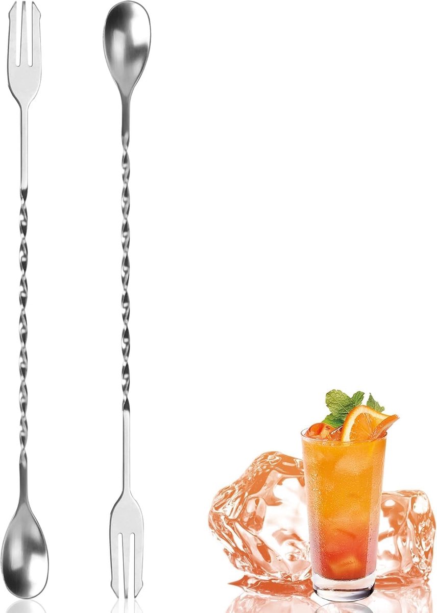 Cocktailroerlepel 32 cm - Roestvrij Staal (2 Stuks) voor Thuis en Horeca