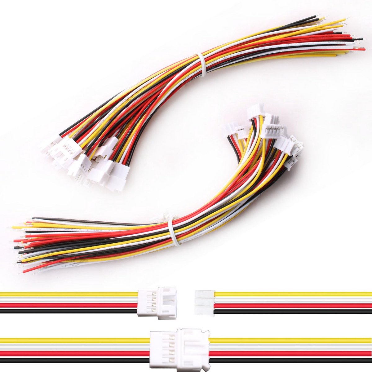 30 Stuks JST 2.0 PH 4-Pin Connectoren met 150 mm 22 AWG Kabel
