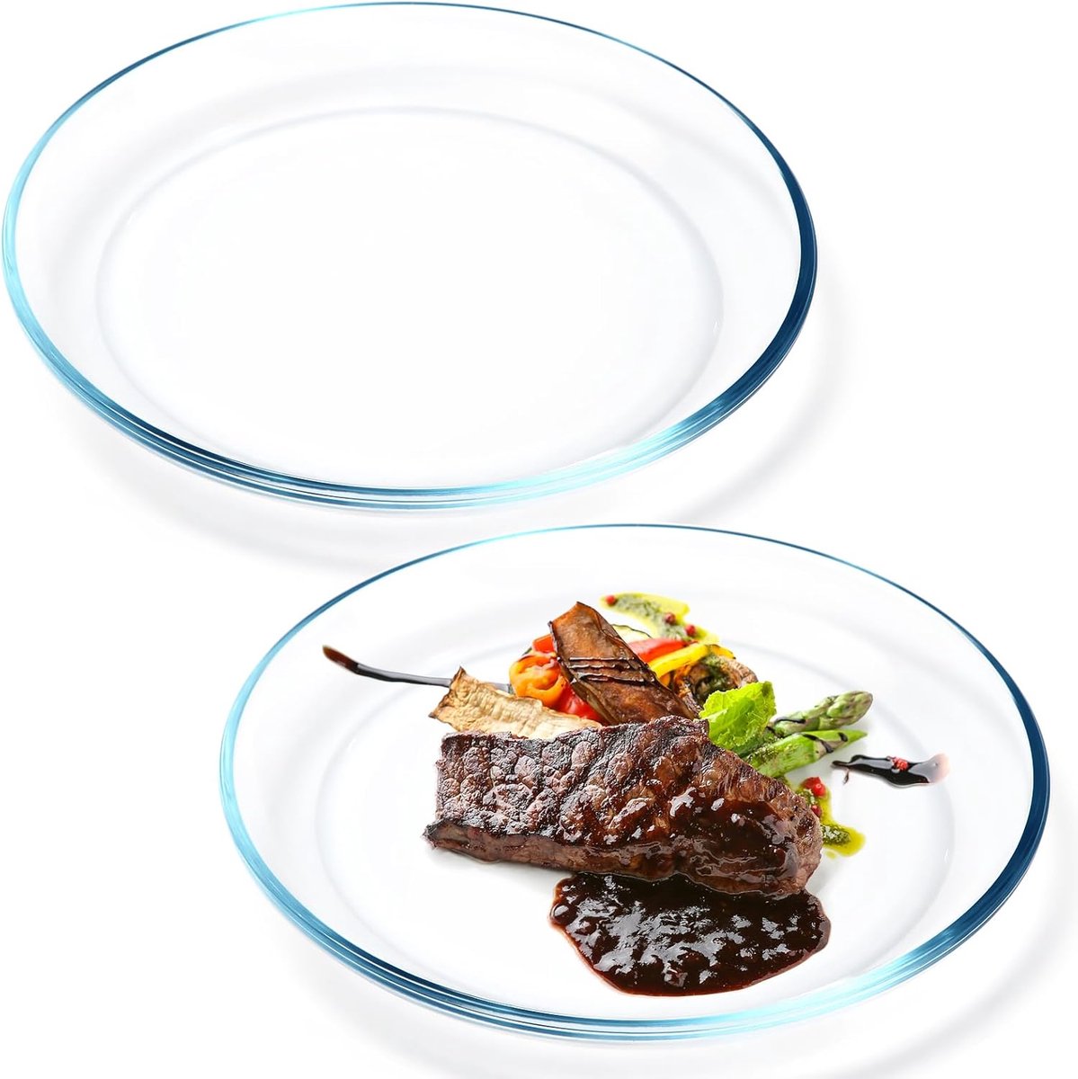 Glazen Borden Set van 25,4 cm - 2 Stuks Vaatwasserbestendig en Magnetronbestendig