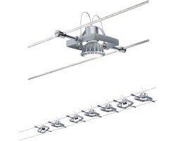 Wire System set MacII max 7x10W GU5,3 chroom mat 230/12V 80VA metaal/kunststof