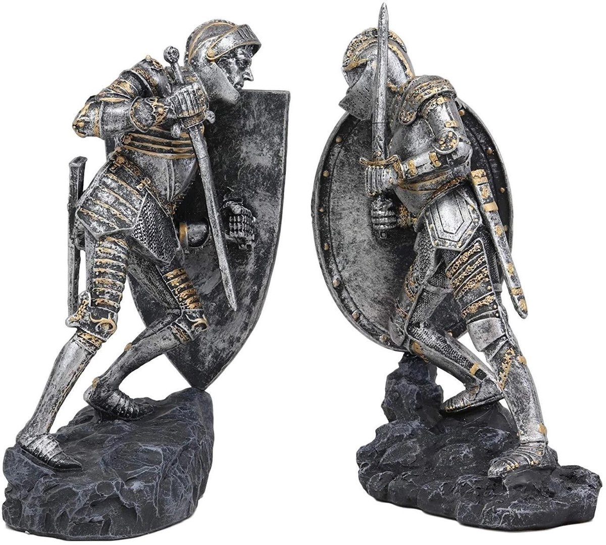 Boutique Trukado - Ridder in harnas Boekensteun set van 2 - (hxbxd) ca. 22cm x 13cm x 7cm