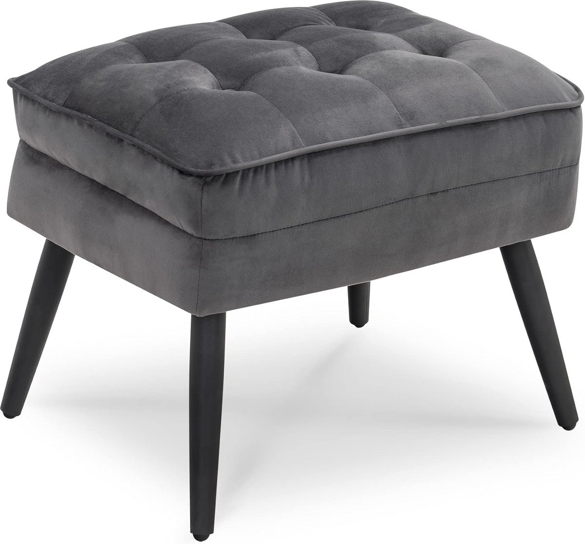 Elegante Fluwelen Poef - Vierkant Voetsteun voor Woonkamer en Slaapkamer - 37 x 40 cm Grijs