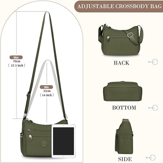 Nylon Schoudertas Multi-Pocket - Waterdichte Casual Crossbody Handtas Voor Vrouwen Met Veel Opbergruimte