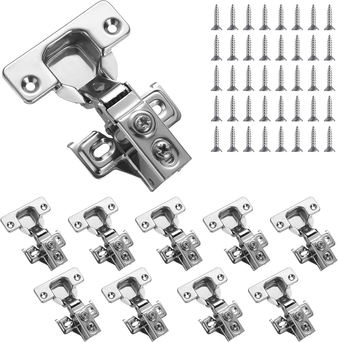 Set van 10 Roestvrij Staal Overlay Soft Close Scharnieren voor Keukenkastdeuren