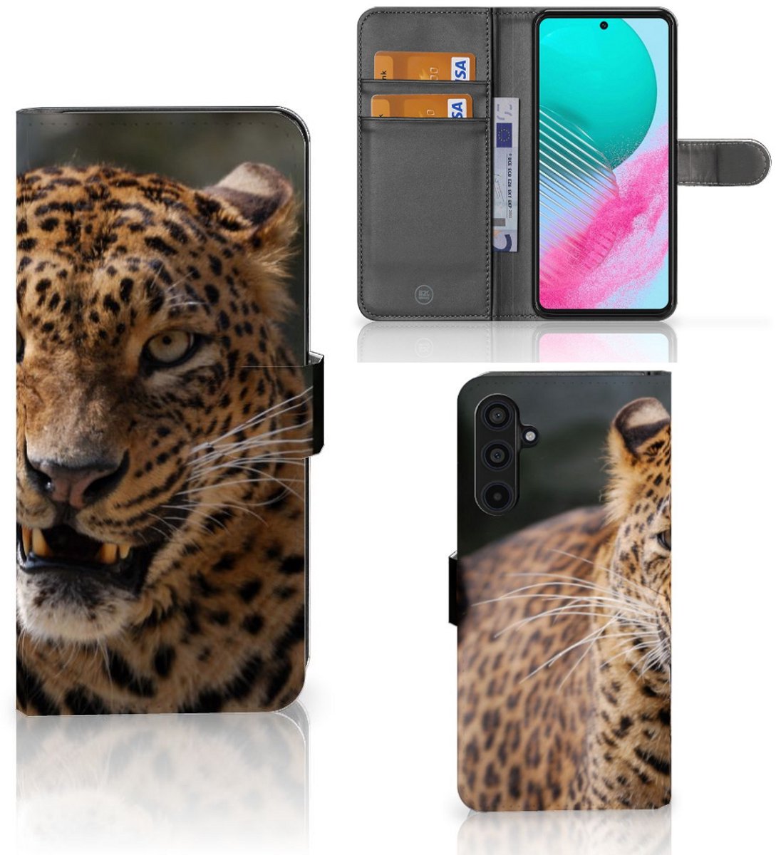 Book Case voor Samsung Galaxy M54 Telefoonhoesje met Pasjes Luipaard