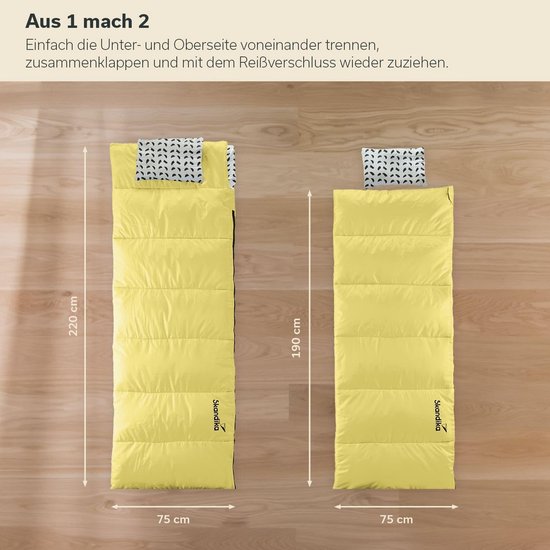 Doppelslaapzak voor 2 Personen - 3 Seizoenen Katoen deken slaapzak - 220 x 150 cm - Veranderbaar in 2 Eenpersoons slaapzakken — afbeelding 2