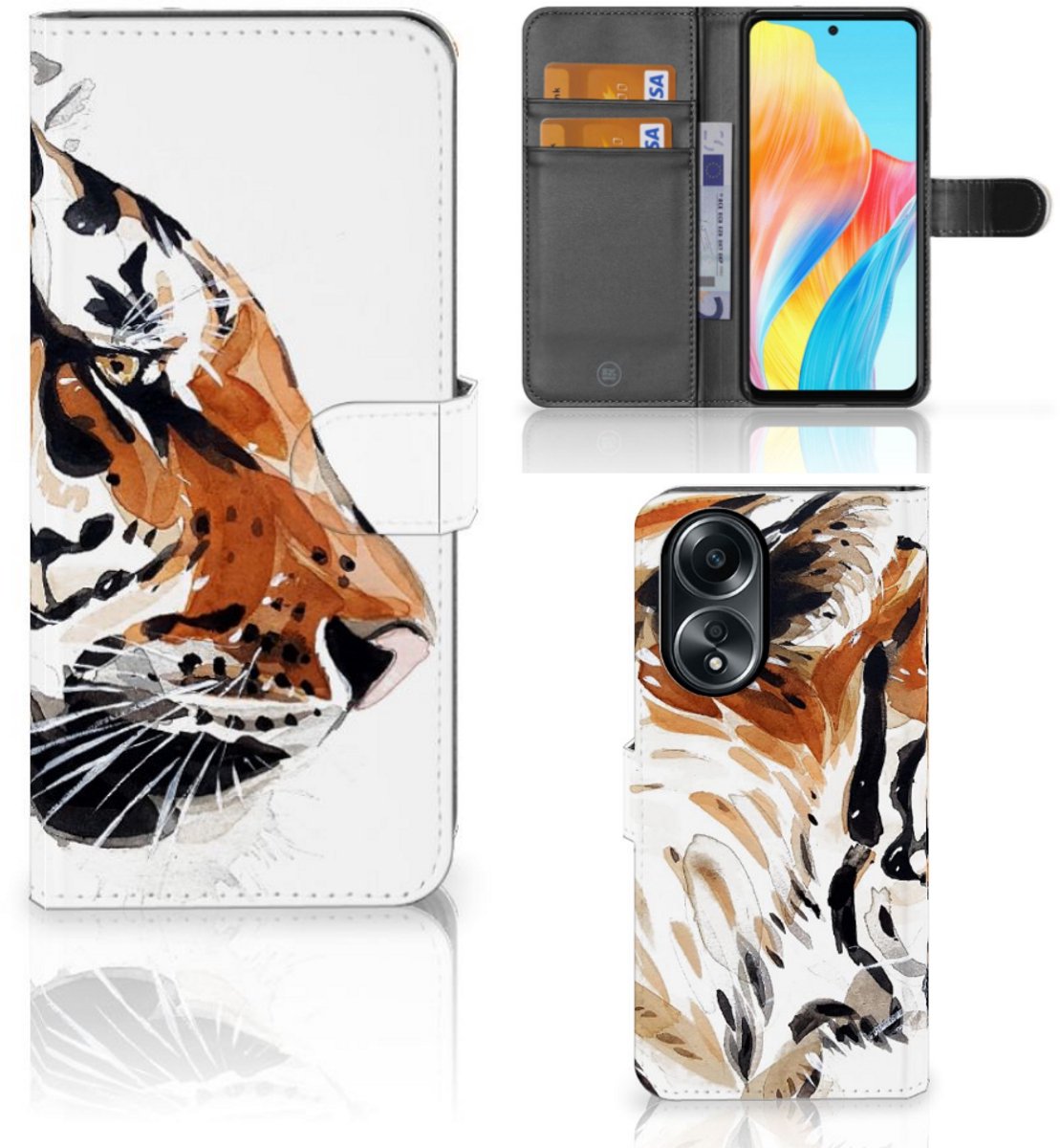 Hoesje OPPO A58 4G Watercolor Tiger