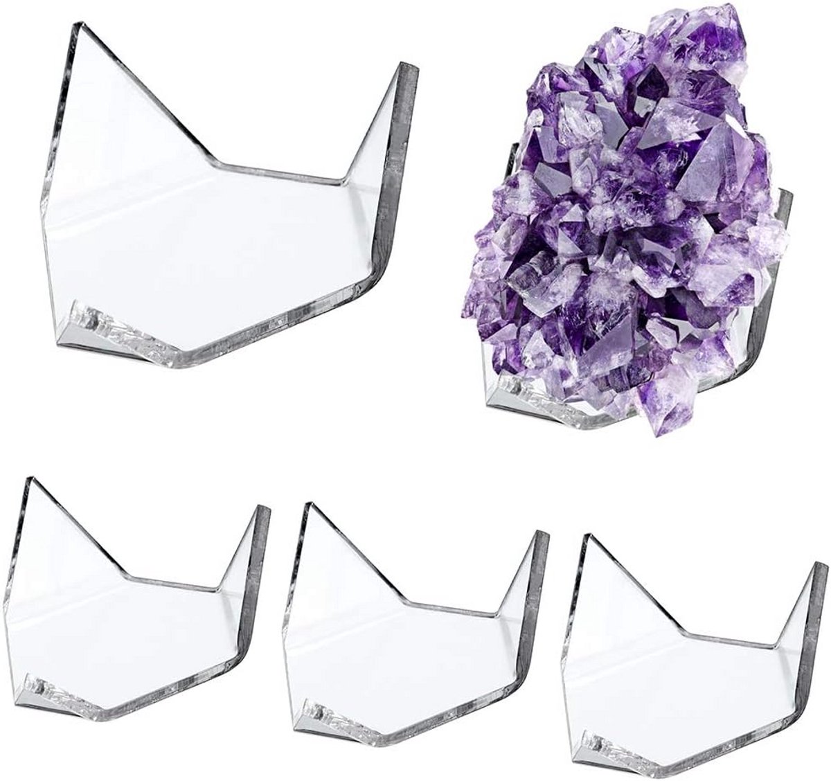 5 Stuks Driehoekige Acryl Display Standaard voor Geode, Mineralen en Fossielen