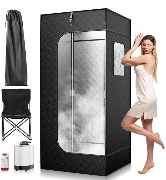 Allero Sauna - Mobiele Sauna - Stoomsauna - 1000W - 2,6L Stoomgenerator - 180x80x80cm - 9 Temperatuurinstellingen