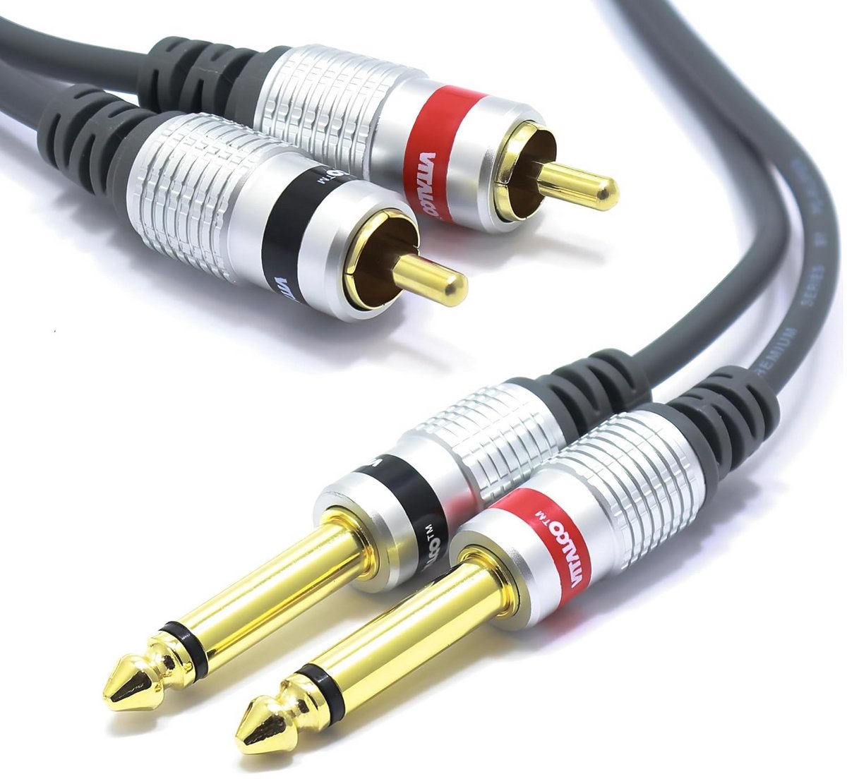 1.5m RCA naar 6.3mm Mono Jack Kabel - Audiokabel Adapter