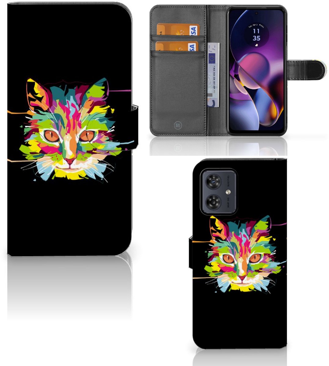Motorola Moto G54 Leuk Hoesje Cat Color