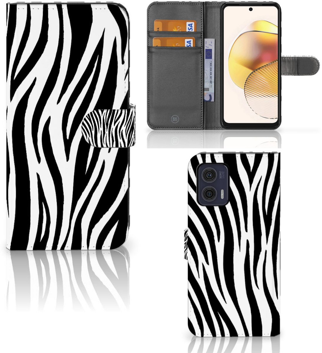 Motorola Moto G73 Telefoonhoesje met Pasjes Zebra