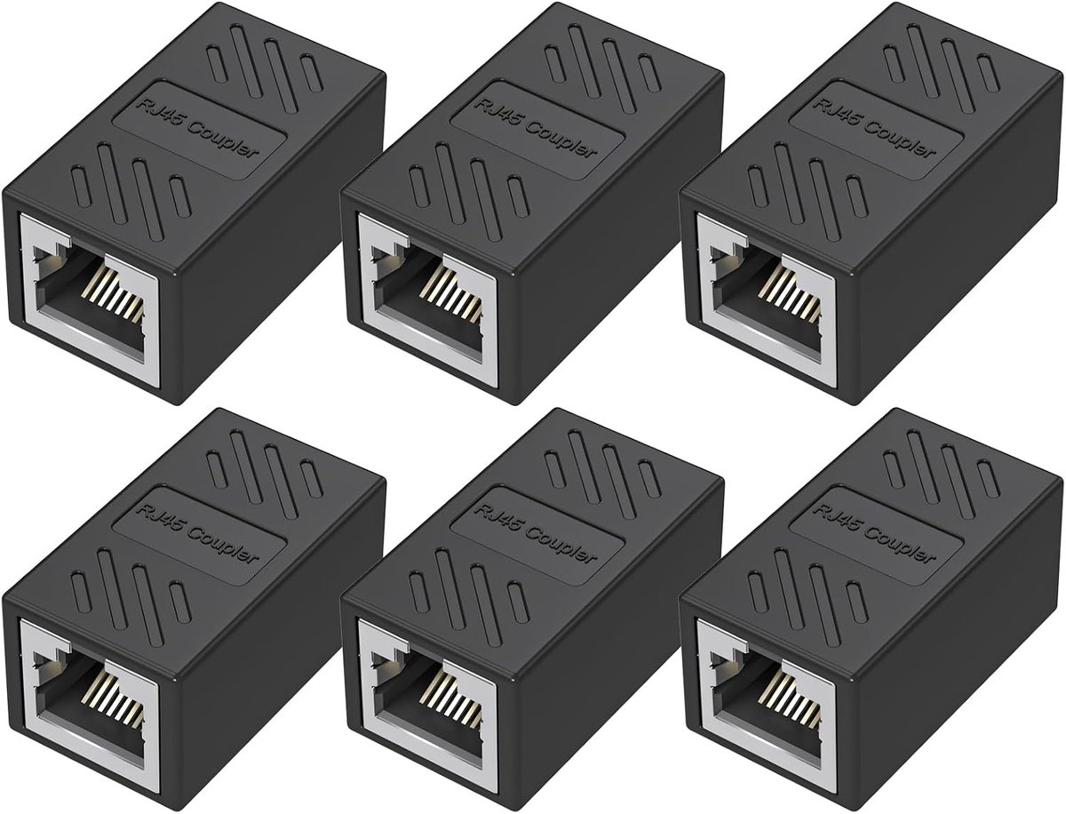 Ethernet RJ45-koppeling Cat7 - 10 Gbps Netwerkkabel Verlenging - 6 Stuks LAN-kabelconnectoren van Vrouw naar Vrouw voor Router, Switch en Computer