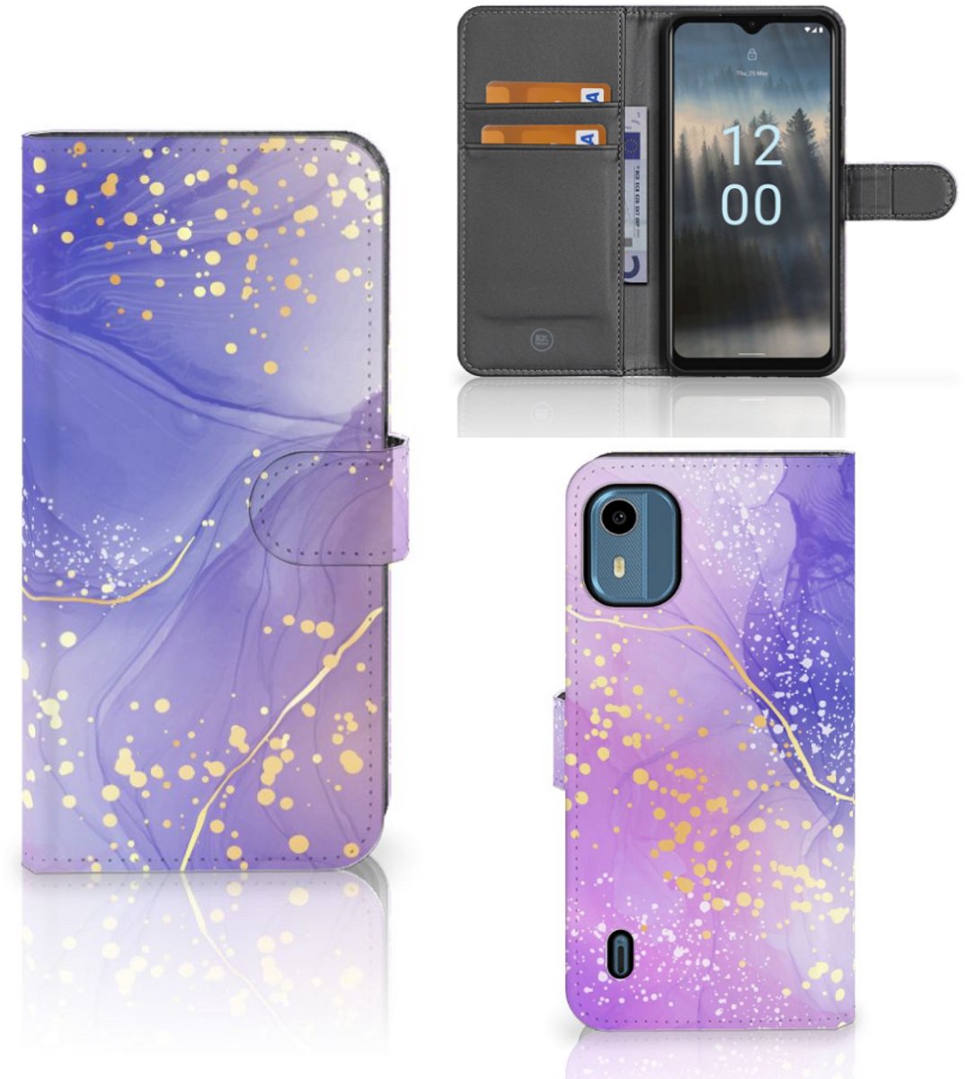 Hoesje voor Nokia C12 Watercolor Paars