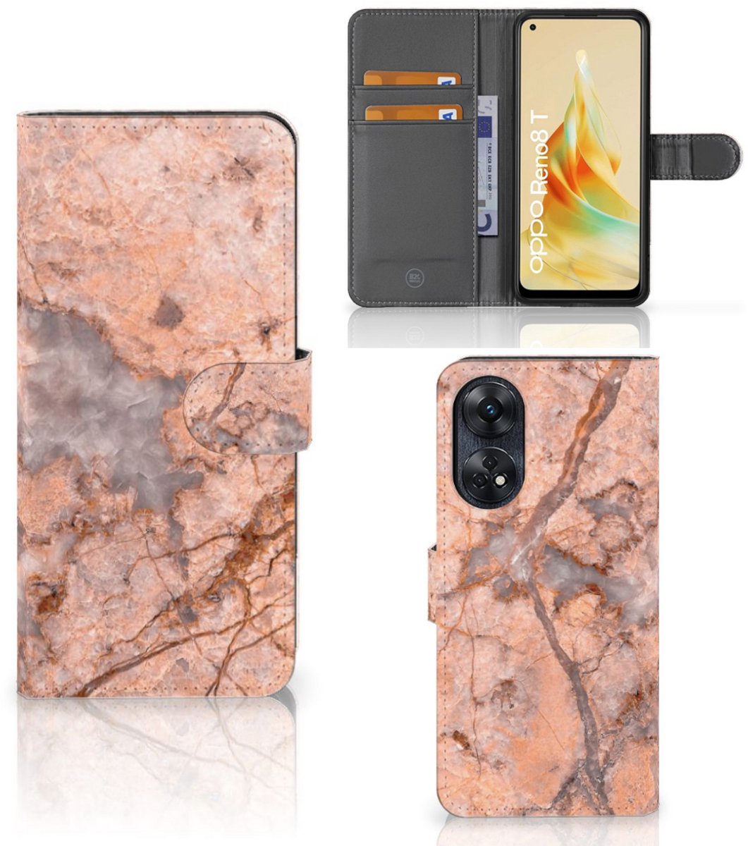 OPPO Reno8 T 4G Bookcase Marmer Oranje