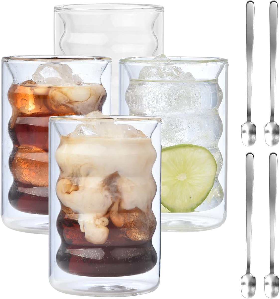 Set van 4 Dubbelwandige Latte Macchiato Glazen - Perfect voor Cappuccino, Ijsthee en Meer