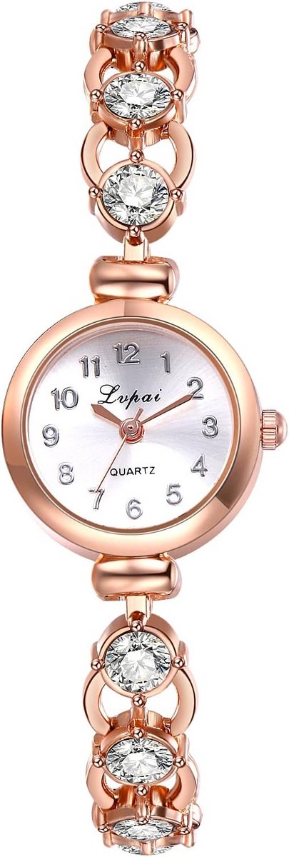 Dameshorloge Roségoud met Verstelbare Roestvrijstalen Armband - Waterdicht en Aanpasbaar voor Dagelijks Gebruik