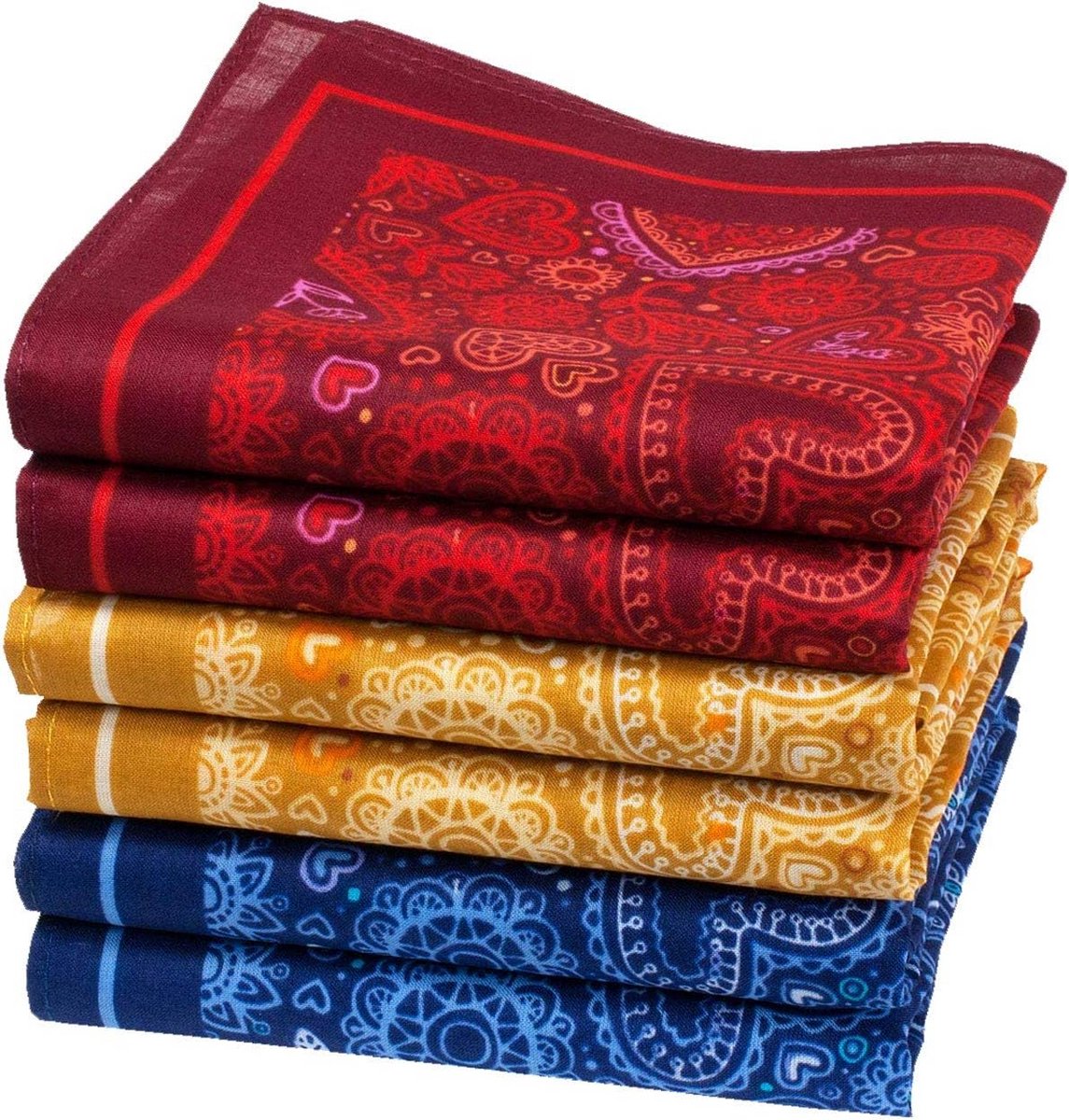 Fijne Zakdoeken met Hart Motief - 6 Stuks - Middelgrote Afmeting 35cm x 35cm - 100% Katoen