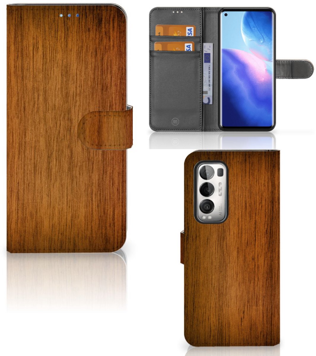 OPPO Find X3 Neo 5G Book Style Case Donker Hout