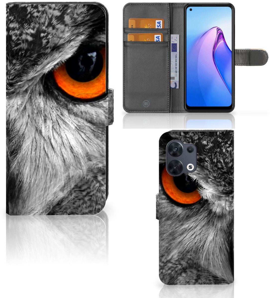 OPPO Reno8 Telefoonhoesje met Pasjes Uil