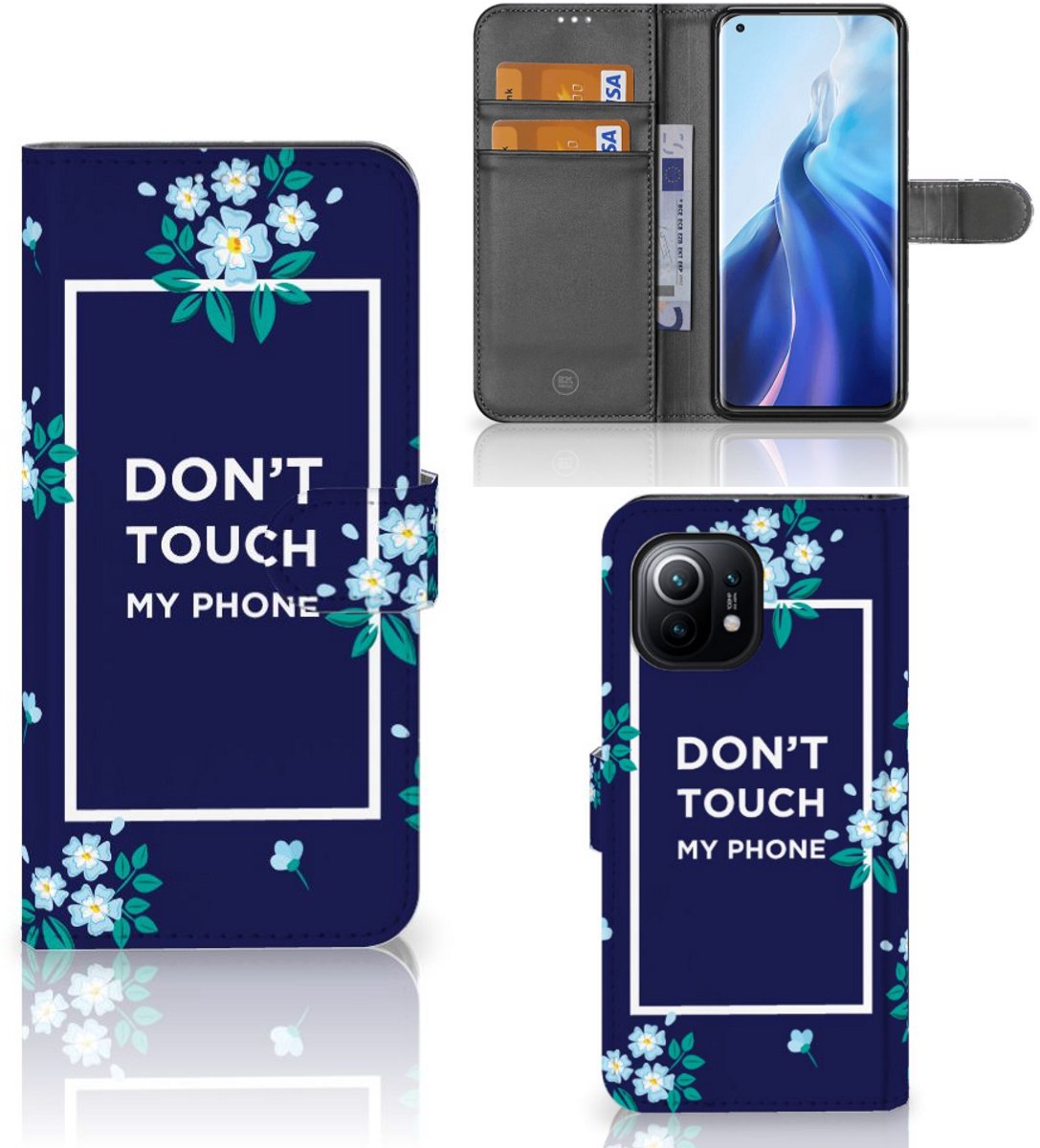 Xiaomi Mi 11 Portemonnee Hoesje Flowers Blue DTMP