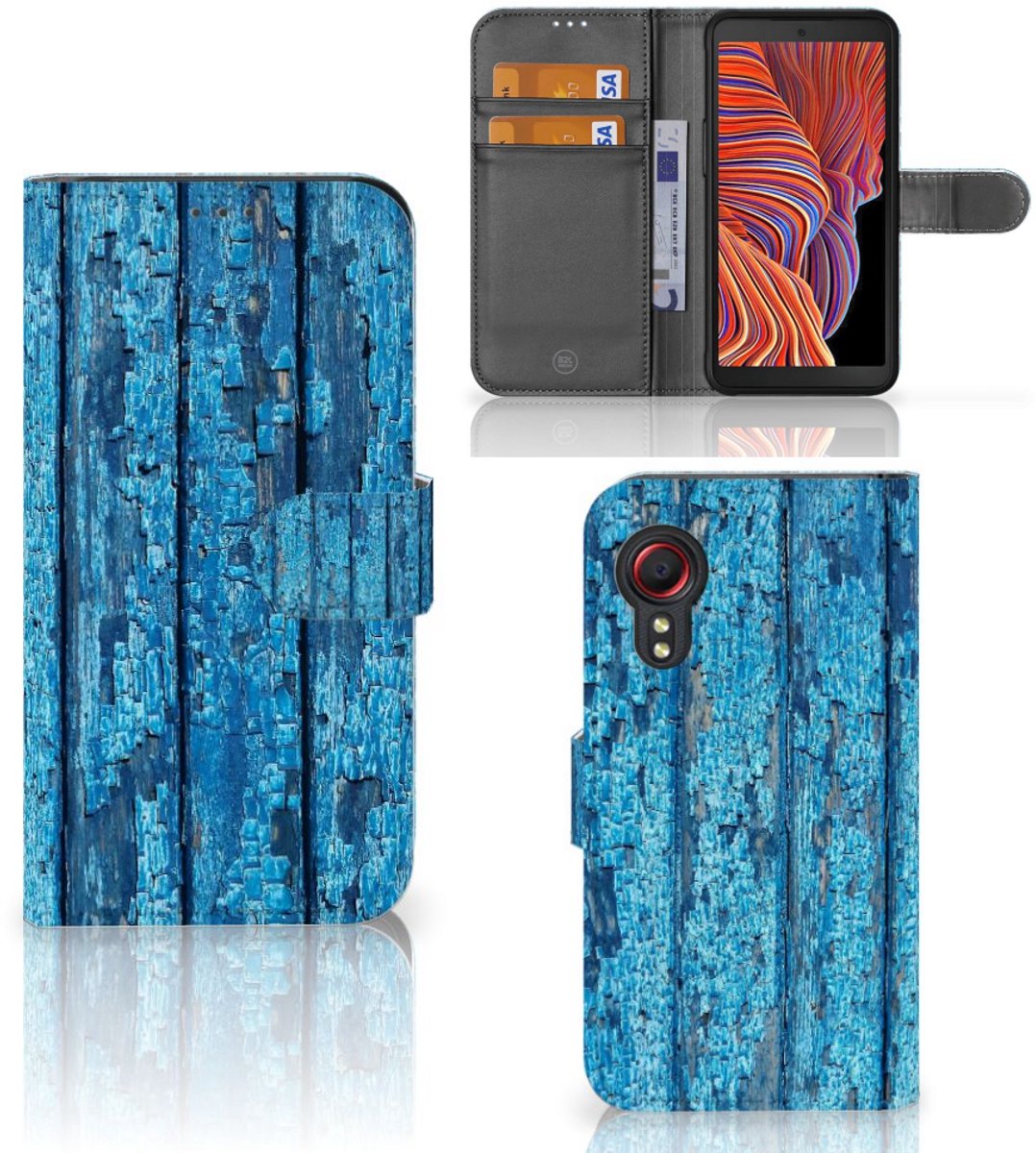 Samsung Galaxy Xcover 5 Book Style Case Wood Blue