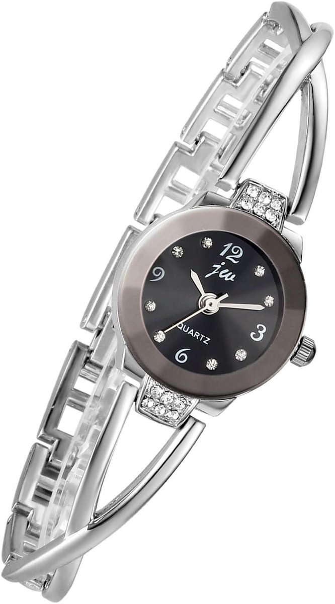 Elegant Dameshorloge Manchet Armband met Strass Steentjes Analoog