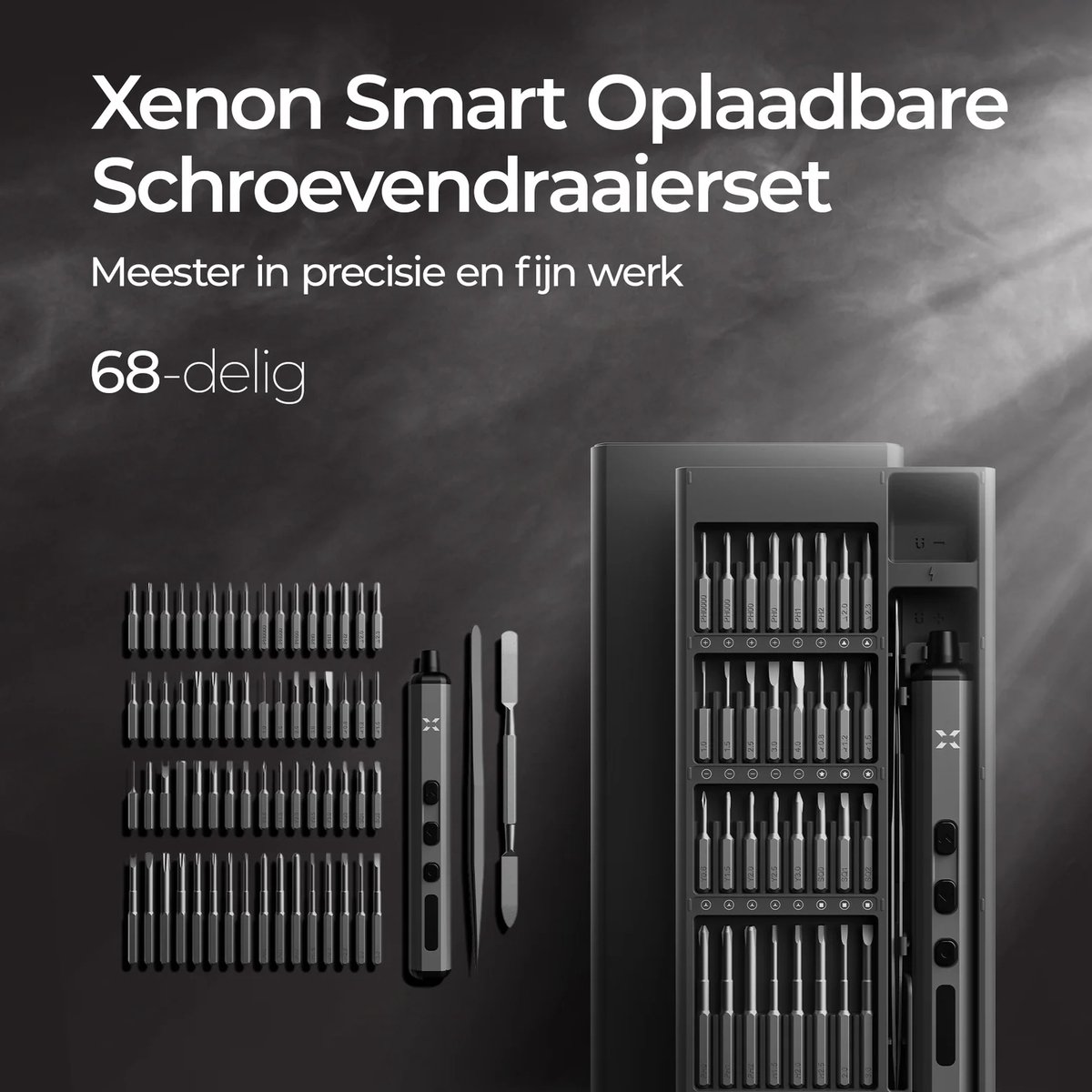 Xenon Smart X6832 Elektrische Schroevendraaierset 68 bits-delig – Precisie Bitset met Houder – Magnetisch – Reparatieset voor Elektronica, Bril, Laptop & Telefoon